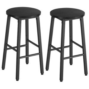 Set of 2 Industrial Bar Stools, Black