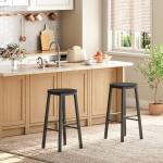 Set of 2 Industrial Bar Stools, Black