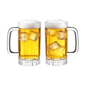 Set of 2 Clear Plastic Beer Mugs