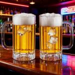 Set of 2 Clear Plastic Beer Mugs