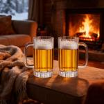 Set of 2 Clear Plastic Beer Mugs