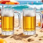 Set of 2 Clear Plastic Beer Mugs