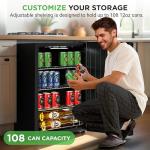 Nutrichef 108 Can Beer Fridge with Glass Door