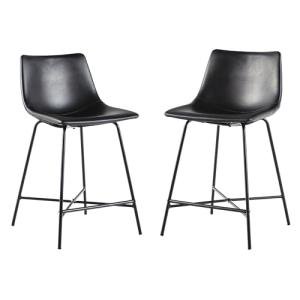 Walker Edison Xuma Black Faux Leather Counter Stools