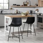 Walker Edison Xuma Black Faux Leather Counter Stools