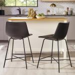 Walker Edison Xuma Black Faux Leather Counter Stools