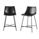 Walker Edison Xuma Black Faux Leather Counter Stools