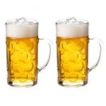 42oz Clear Plastic Beer Mugs with Handles - Set of 2