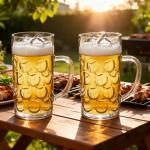 42oz Clear Plastic Beer Mugs with Handles - Set of 2