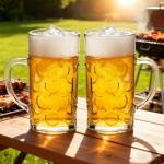 42oz Clear Plastic Beer Mugs with Handles - Set of 2
