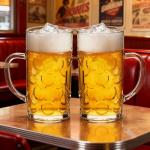 42oz Clear Plastic Beer Mugs with Handles - Set of 2