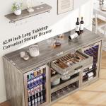 Jocoevol Large Coffee Bar Cabinet with Mini Fridge