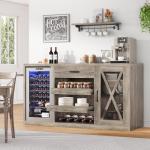 Jocoevol Large Coffee Bar Cabinet with Mini Fridge