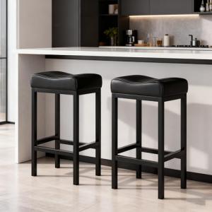 Set of 2 Padded Saddle-Seat Bar Stools