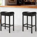 Set of 2 Padded Saddle-Seat Bar Stools