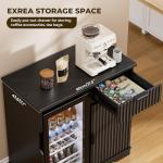 Fluted Wine Bar Cabinet with Fridge and Storage