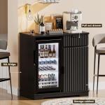Fluted Wine Bar Cabinet with Fridge and Storage