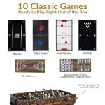 Sunnydaze 10-in-1 Multi-Game Table - Dark Wood
