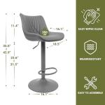 Adjustable Gray Faux Leather Bar Stools Set of 2