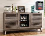 60" Farmhouse Coffee Bar Cabinet with Mini Fridge