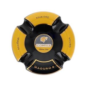 Black and Gold Round Cigar Ashtray with 4 Rests