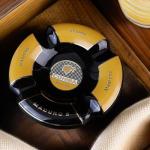 Black and Gold Round Cigar Ashtray with 4 Rests