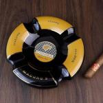 Black and Gold Round Cigar Ashtray with 4 Rests