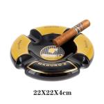 Black and Gold Round Cigar Ashtray with 4 Rests