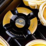 Black and Gold Round Cigar Ashtray with 4 Rests