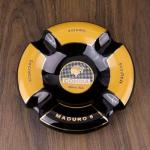 Black and Gold Round Cigar Ashtray with 4 Rests