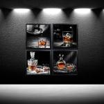 Whiskey Bottle Canvas Wall Art Set of 4