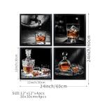 Whiskey Bottle Canvas Wall Art Set of 4