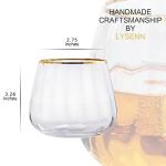 Set of 4 Stemless Wine Glasses with Gold Rim