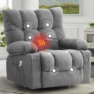 Massage Recliner Chair with Heat, Vibration, and Cup Holders