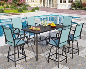 7-Piece Outdoor Bar Dining Set with Swivel Stools