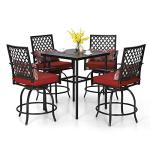 5-Piece Outdoor Patio Bar Set with Swivel Stools