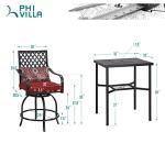 5-Piece Outdoor Patio Bar Set with Swivel Stools