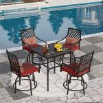 5-Piece Outdoor Patio Bar Set with Swivel Stools
