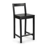 Wooden Bar Stool with Backrest - 24", Black
