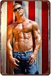 Muscular Man Retro Metal Tin Sign 8x12 Inches