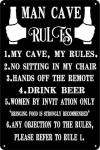Funny Man Cave Rules Metal Sign for Decor