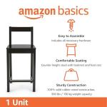 Wooden Bar Stool with Backrest - 24", Black