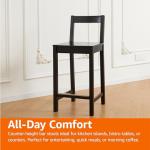 Wooden Bar Stool with Backrest - 24", Black