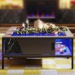 Bestier 42" LED Coffee Table with Storage Doors