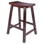 Winsome Satori 24" Walnut Saddle Seat Stool