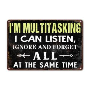 I'm Multitasking" Vintage Metal Wall Sign