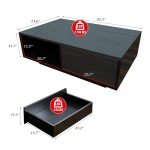 LED Black Coffee Table with Storage Drawer