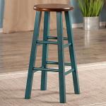 Rustic Teal and Walnut Ivy Bar Stool