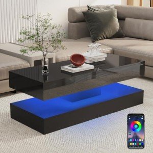 High Glossy LED Coffee Table for Man Cave