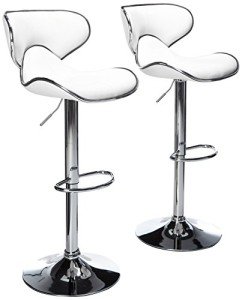 Set of 2 Adjustable Barstools with Chrome Base
